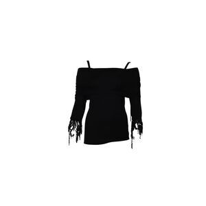 Isa Arfen Off-shoulder Sequin Detail Top in Black Wool